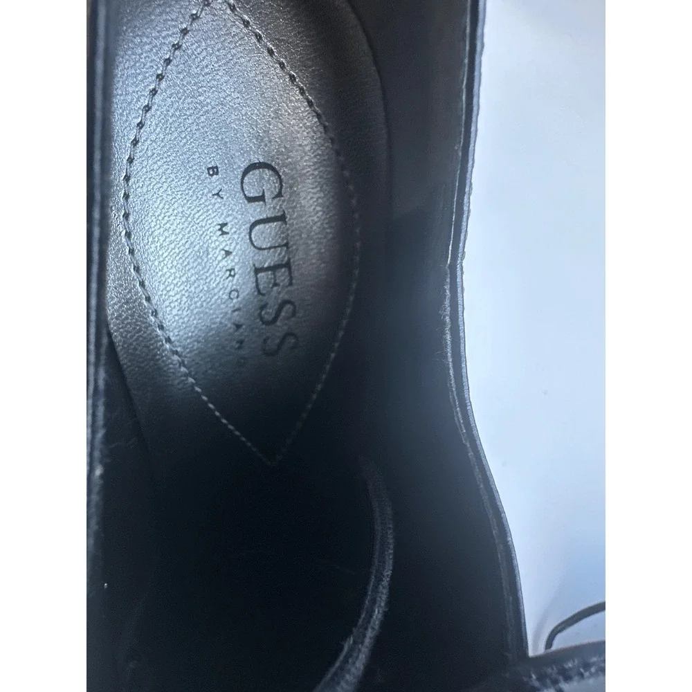 Guess by‎ Marciano Womens Black Croc Embossed Monogram Lace Up Shooties Heels 7M